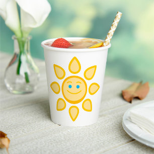 Gobelets En Papier Soleil souriant Joyeux soleil