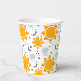 Gobelets En Papier Soleils, lunes et nuages de Kawaii