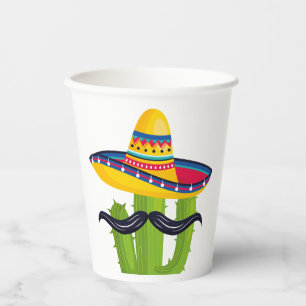 Gobelets En Papier Sombrero portant Cactus avec Moustache