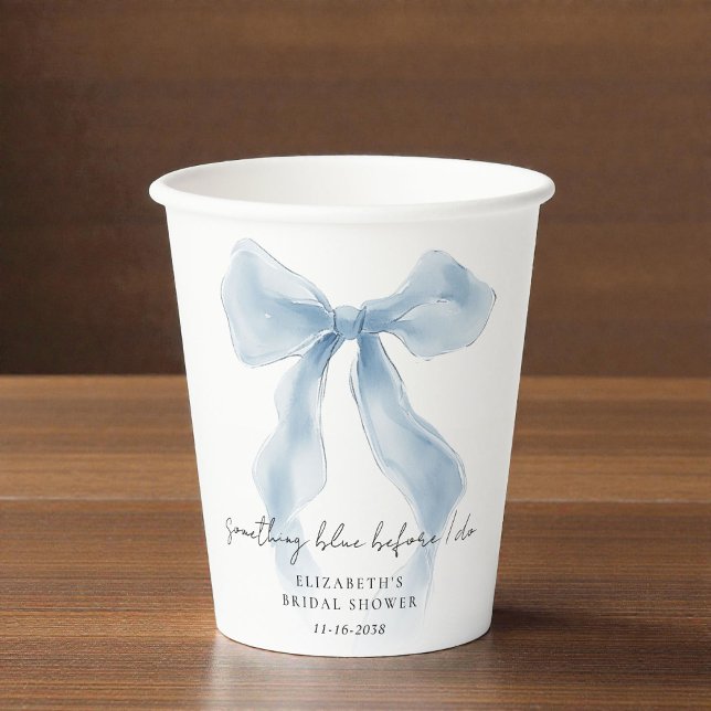 Gobelets En Papier Something Blue Before I Do Bow Bridal Shower (Something Blue Before I Do Bow Bridal Shower Paper Cups)