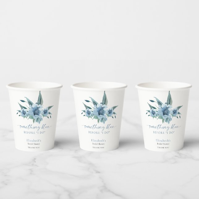 Gobelets En Papier Something Blue Before I Do Fleurs de Mariage (Multi)