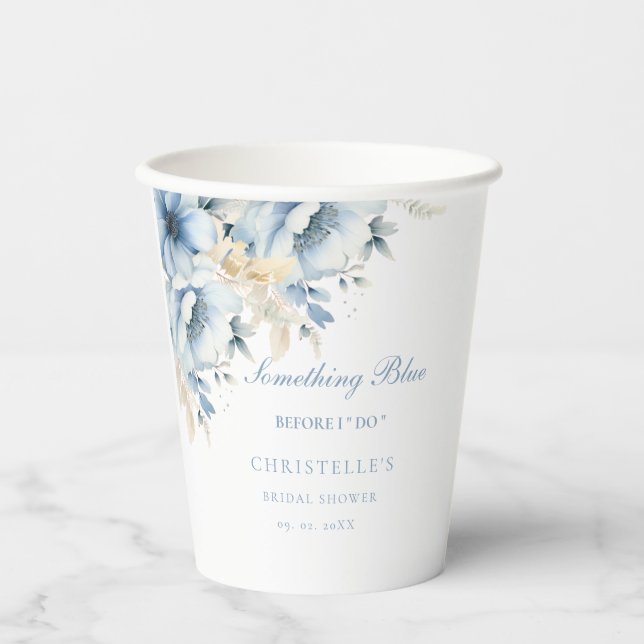 Gobelets En Papier Something blue before i do floral Baby shower n'es (Recto)