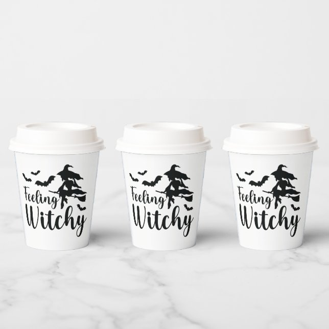 Gobelets En Papier Sorcière Volante Sentant Witching Avec Bats (Multi)