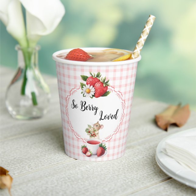 Gobelets En Papier Souris fraise Baby shower-papier coupes (Insitu)