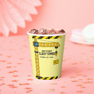 Gobelets En Papier Sous Construction Tower Cranes Baby shower