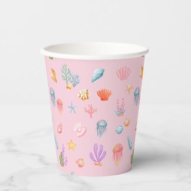Gobelets En Papier Sous la mer Anniversaire (Recto)