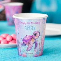 Sous la mer mignonne tortue rose violet anniversai