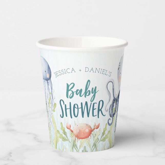 Gobelets En Papier Sous le Baby shower de l'océan (Gauche)
