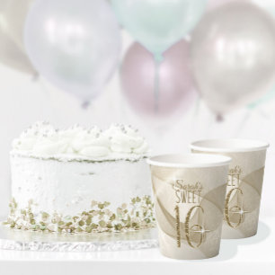 Gobelets En Papier Sparkling Swirls Sweet Sixteen Gold ID652