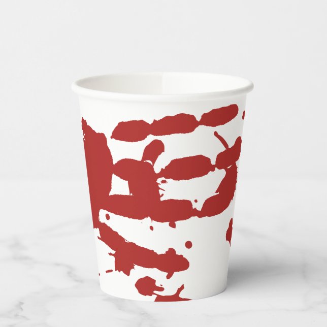 Gobelets En Papier Spatule de sang Main sanglante Imprimer Halloween (Gauche)