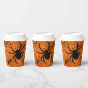 Gobelets En Papier Spider Web avec araignées Halloween Coupe de papie