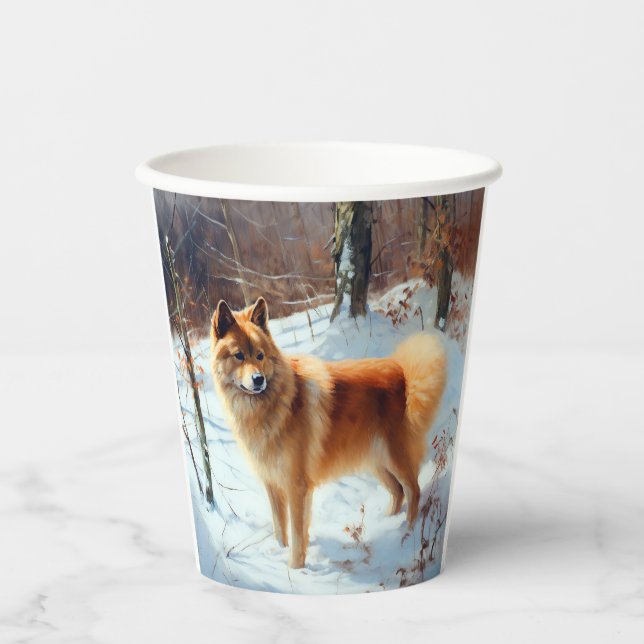 Gobelets En Papier Spitz Finlandais Laisser Neige Noël (Recto)