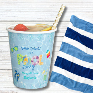 Gobelets En Papier Splish Splash Boys Anniversaire Piscine Party
