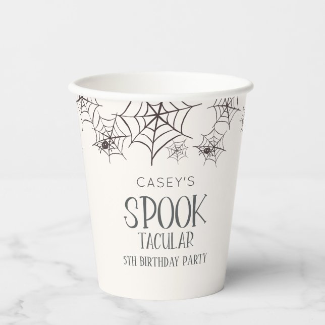 Gobelets En Papier Spooktacular Halloween Anniversaire Fête Araignée  (Recto)