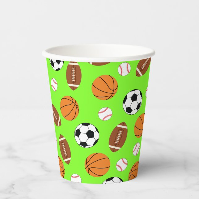 Gobelets En Papier Sports Anniversaire Fête Enfants Mignonne Moyen (Recto)
