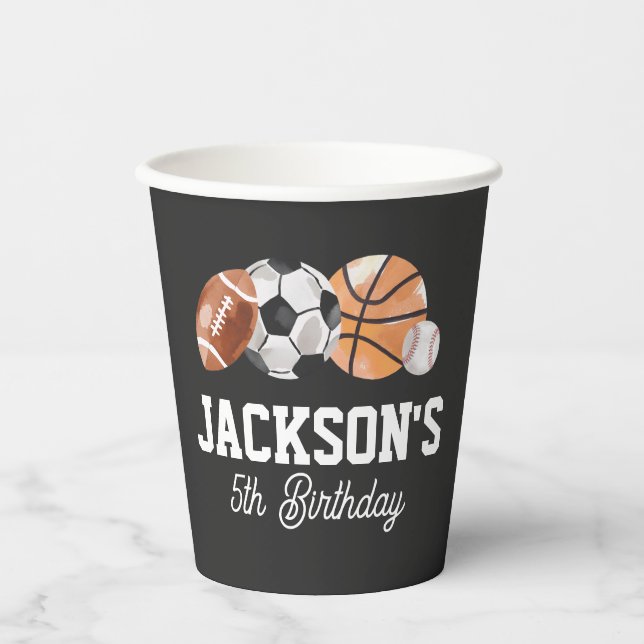 Gobelets En Papier Sports modernes fête d'anniversaire (Recto)