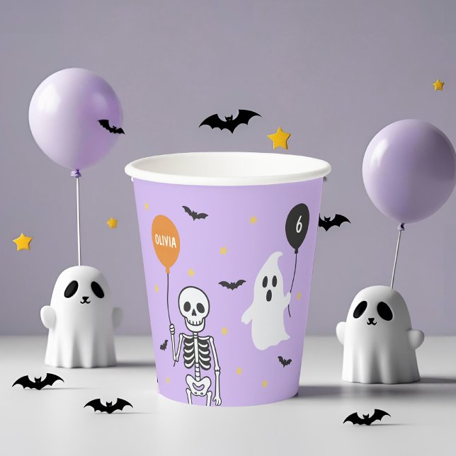 Gobelets En Papier Squelette éffrayant et Fantôme Halloween Anniversa (Créateur téléchargé)