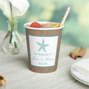 Gobelets En Papier Starfish Turquoise Burlap Beach Wedding Collection