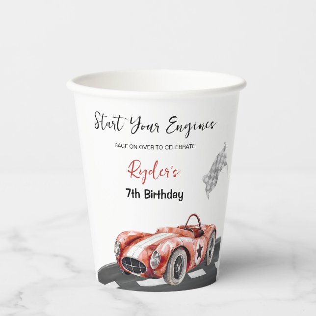 Gobelets En Papier Start Your Engine Any Age Birthday  (Recto)