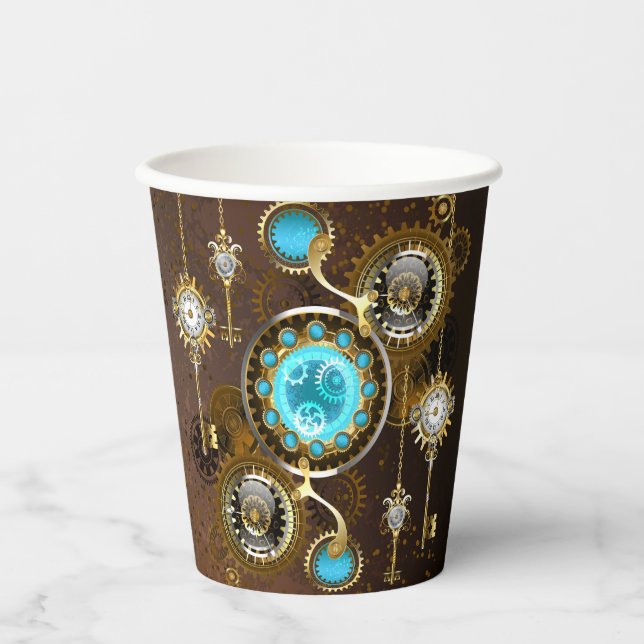Gobelets En Papier Steampunk Rusty Background (Recto)
