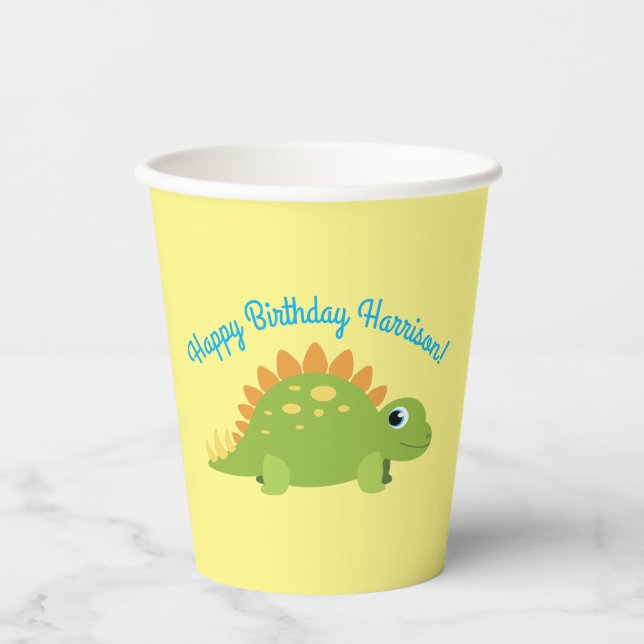 Gobelets En Papier Stegosaurus Dinosaur fête d'anniversaire (Recto)