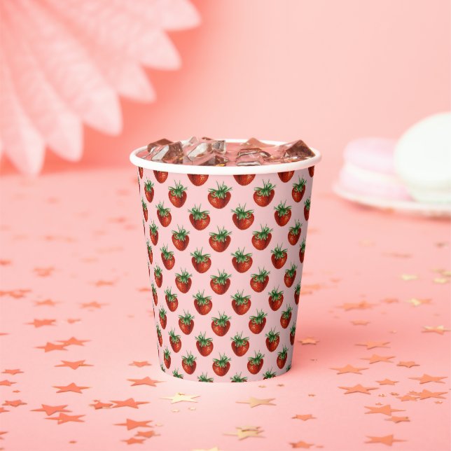 Gobelets En Papier Strawberry Pattern (Insitu)
