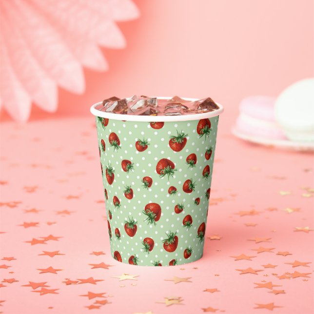 Gobelets En Papier Strawberry Pattern (Insitu)