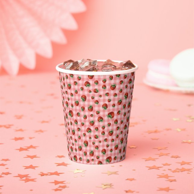 Gobelets En Papier Strawberry Pattern (Insitu)