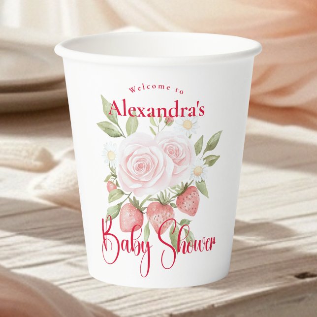 Gobelets En Papier Strawberry Woodland Baby Shower (Créateur téléchargé)