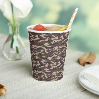 Gobelets En Papier Style de fête Camouflage Vert, Brown, Noir