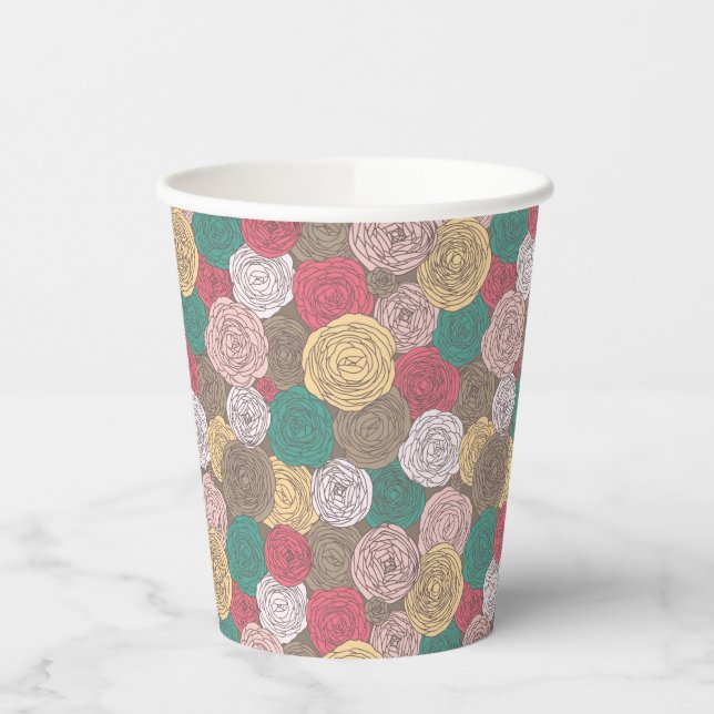 Gobelets En Papier Style floral élégant. Floral clair (Gauche)