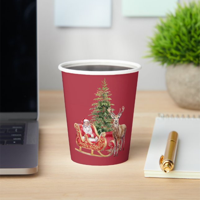 Gobelets En Papier Stylish Merry Christmas Modern Holiday Pattern Cup (Insitu)