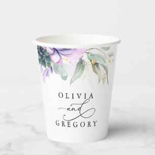 Gobelets En Papier Succulents Gold Green Elégant Moderne Mariage Pa