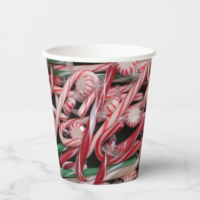 Gobelets En Papier Sucres de canne et menthe de Noël (Recto)