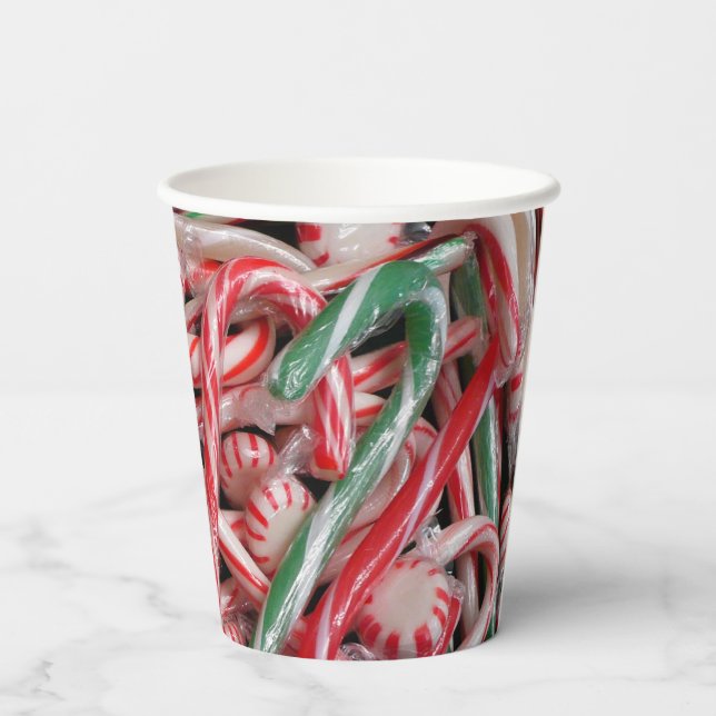 Gobelets En Papier Sucres de canne et menthe de Noël (Verso)