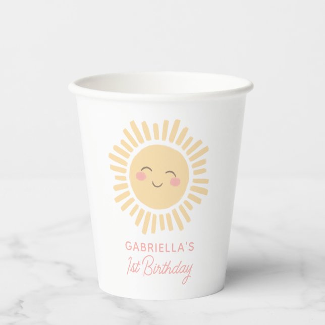 Gobelets En Papier Sunshine Sun Girl fête d'anniversaire (Recto)