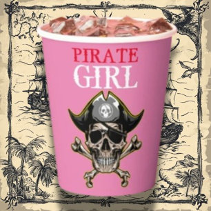 Gobelets En Papier Super mignonne fille Pirate rose