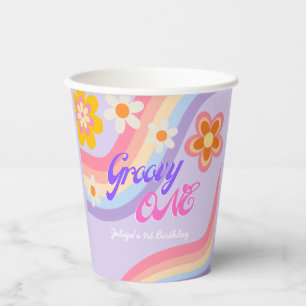 Gobelets En Papier Super One Retro Rainbow 1er anniversaire