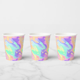 Gobelets En Papier Super Retro Tie Dye Pastel Marble Swirl