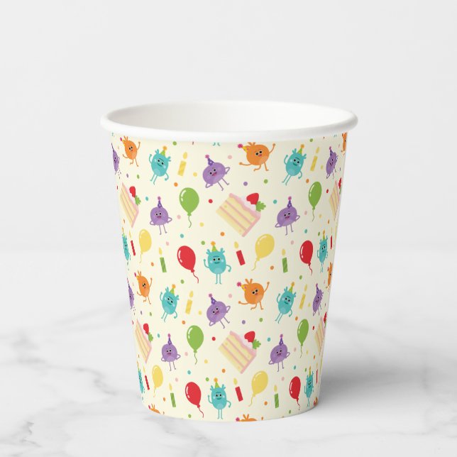 Gobelets En Papier Super simple | Motif de gâteau d'anniversaire (Verso)