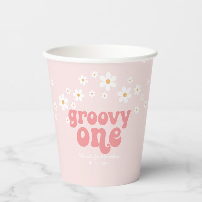 Gobelets En Papier super une marguerite boho premier anniversaire cou (Recto)