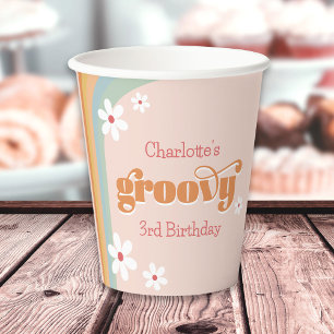 Gobelets En Papier Super White Daisies Fille des années 70