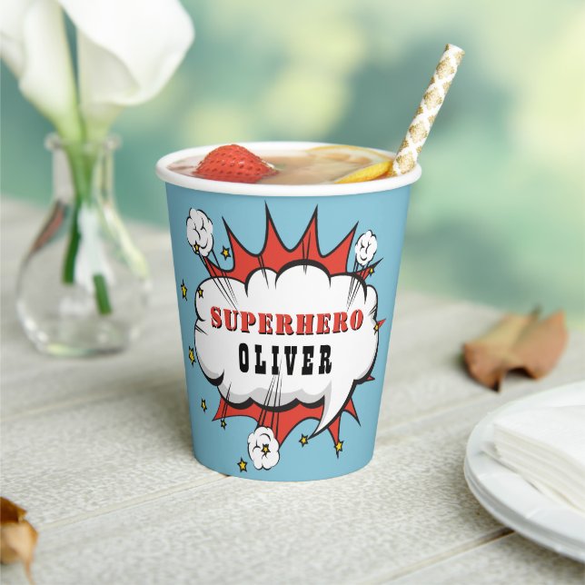 Gobelets En Papier Superhero Comic Speech Bubble Boy Anniversaire Par (Insitu)