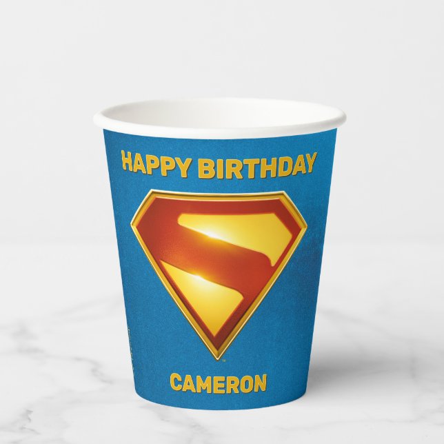 Gobelets En Papier Superman Golden S Shield brillance (Recto)