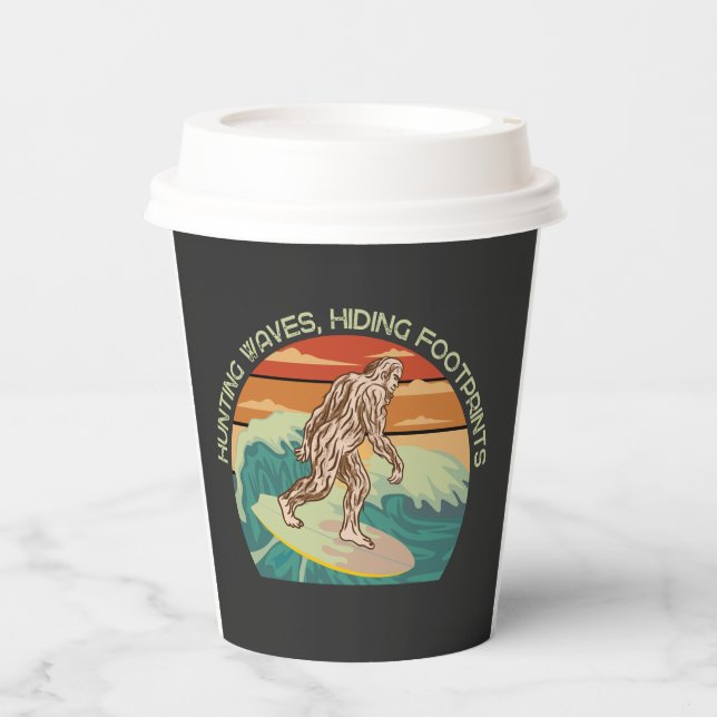 Gobelets En Papier Surf Bigfoot Chasse Vagues Cachant les empreintes (Recto)