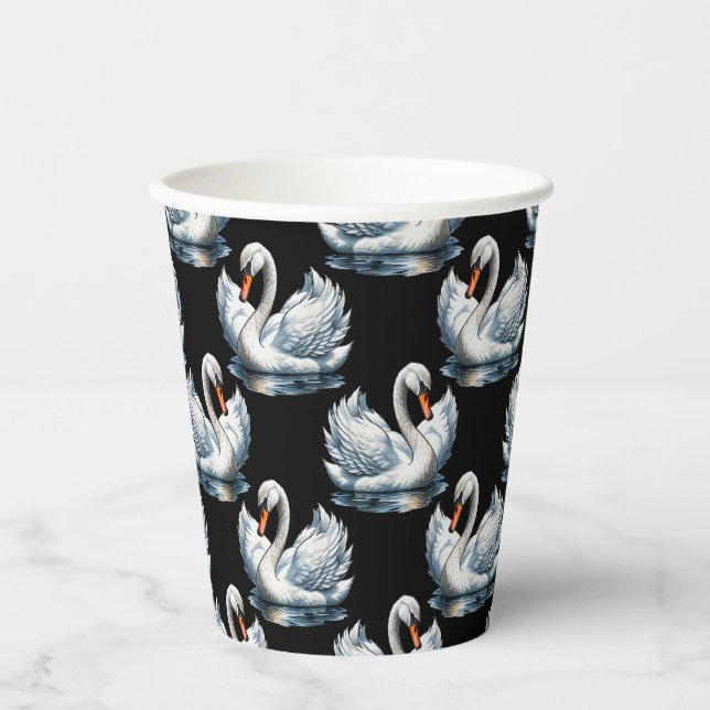 Gobelets En Papier Swan Birds Design Motif (Recto)