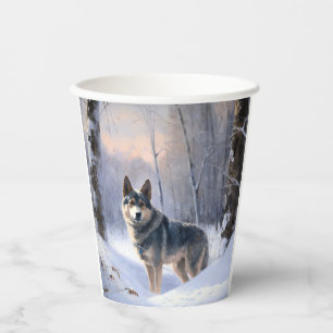 Gobelets En Papier Swedish Vallhund Qu'il neige Noël