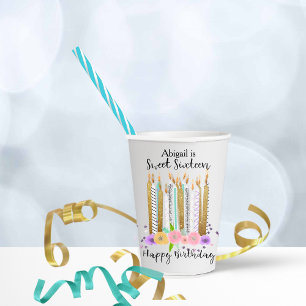 Gobelets En Papier Sweet 16 bougies d'anniversaire