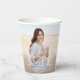 Gobelets En Papier Sweet 16 Party Chic tendance Script 2 Photo Modern