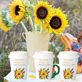 Gobelets En Papier Sweet 16 Seize Anniversaire Fête Tournesol Pays